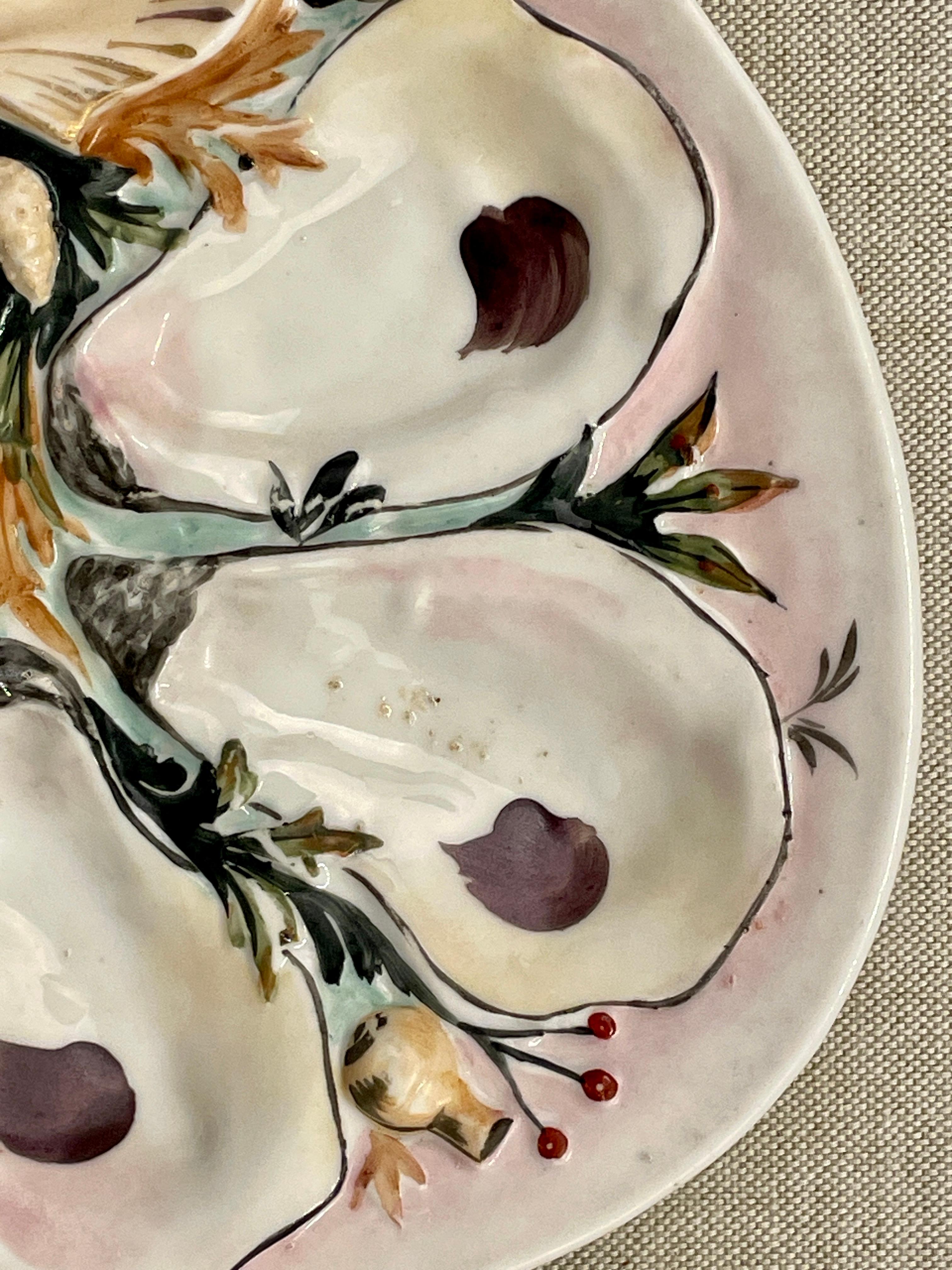 19th c. Porcelain Oyster Plate from Union, NY For Sale 2