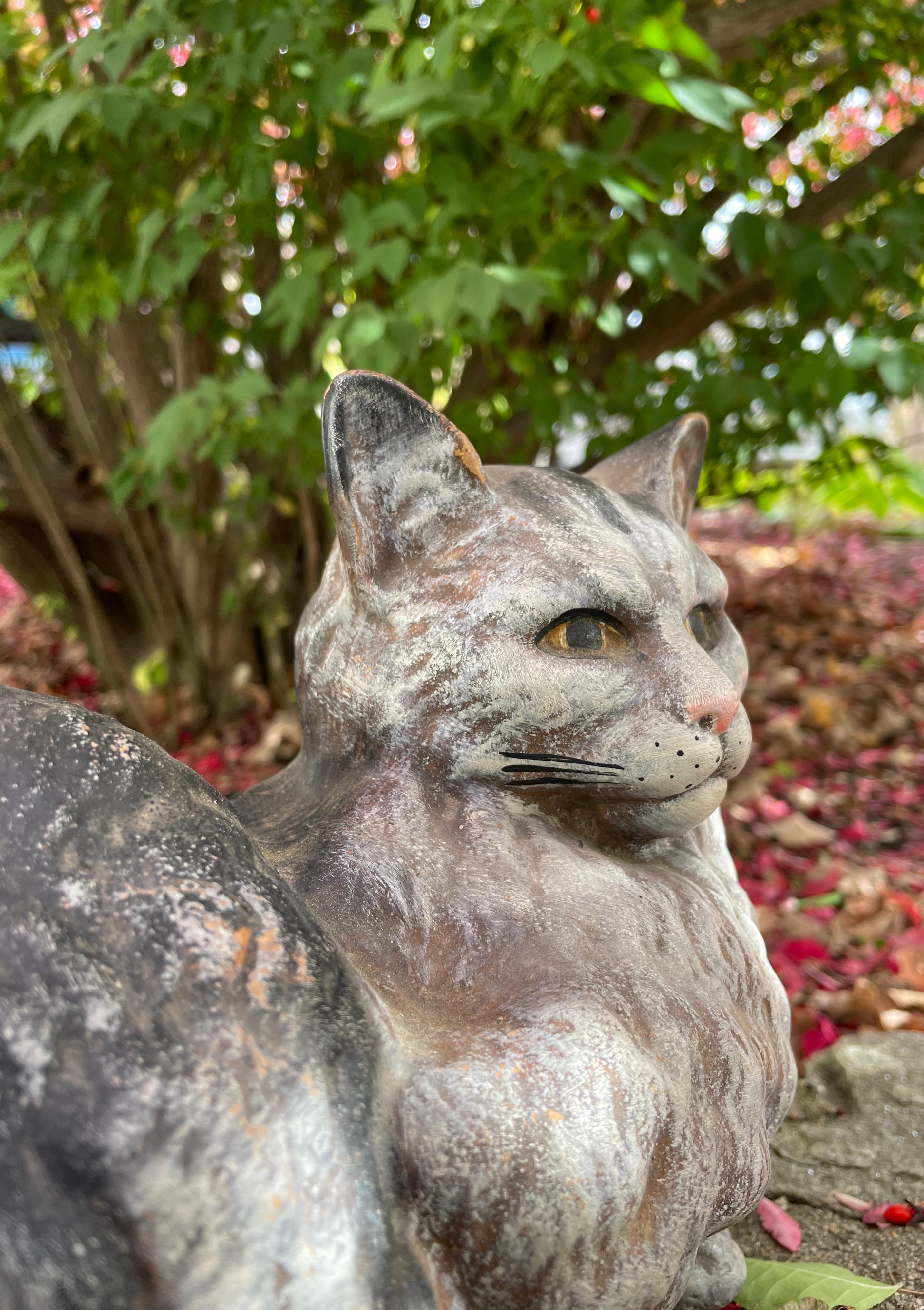 19th C Portuguese Hand-Painted Majolica Cat For Sale 2