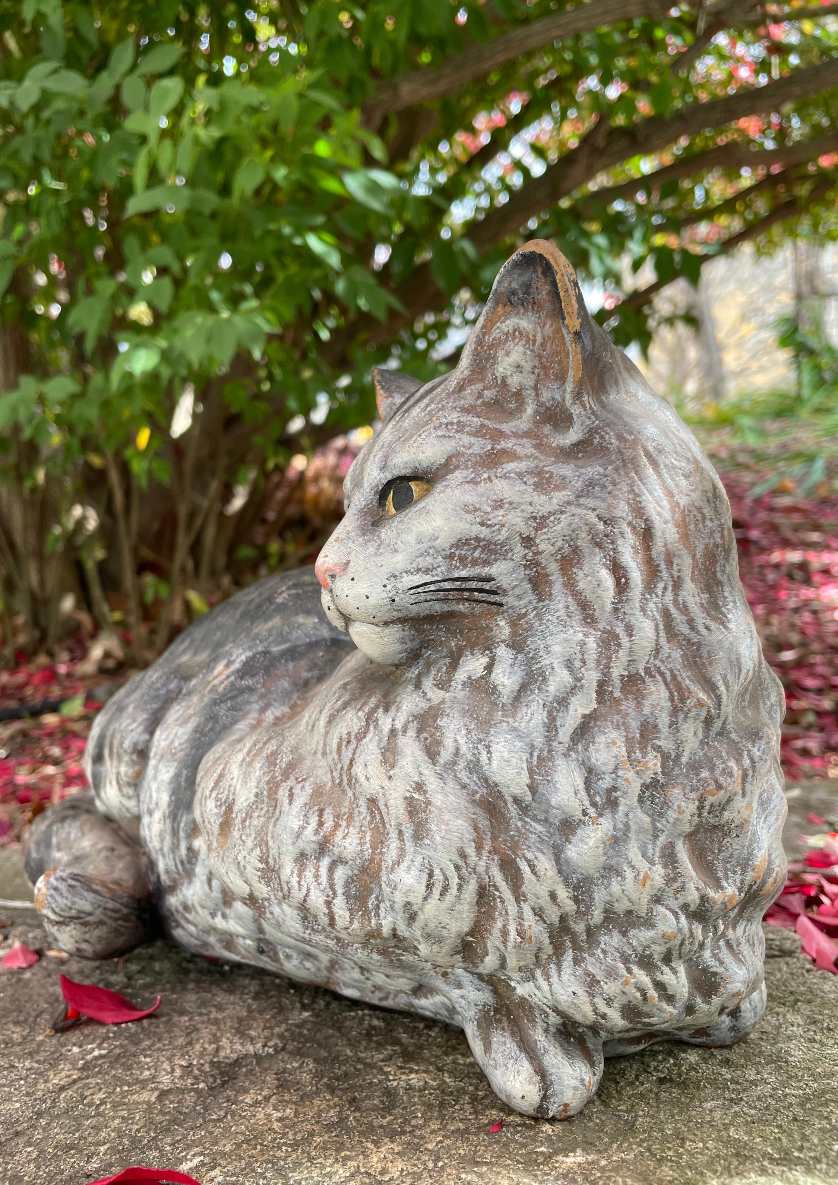 19th C Portuguese Hand-Painted Majolica Cat For Sale 1