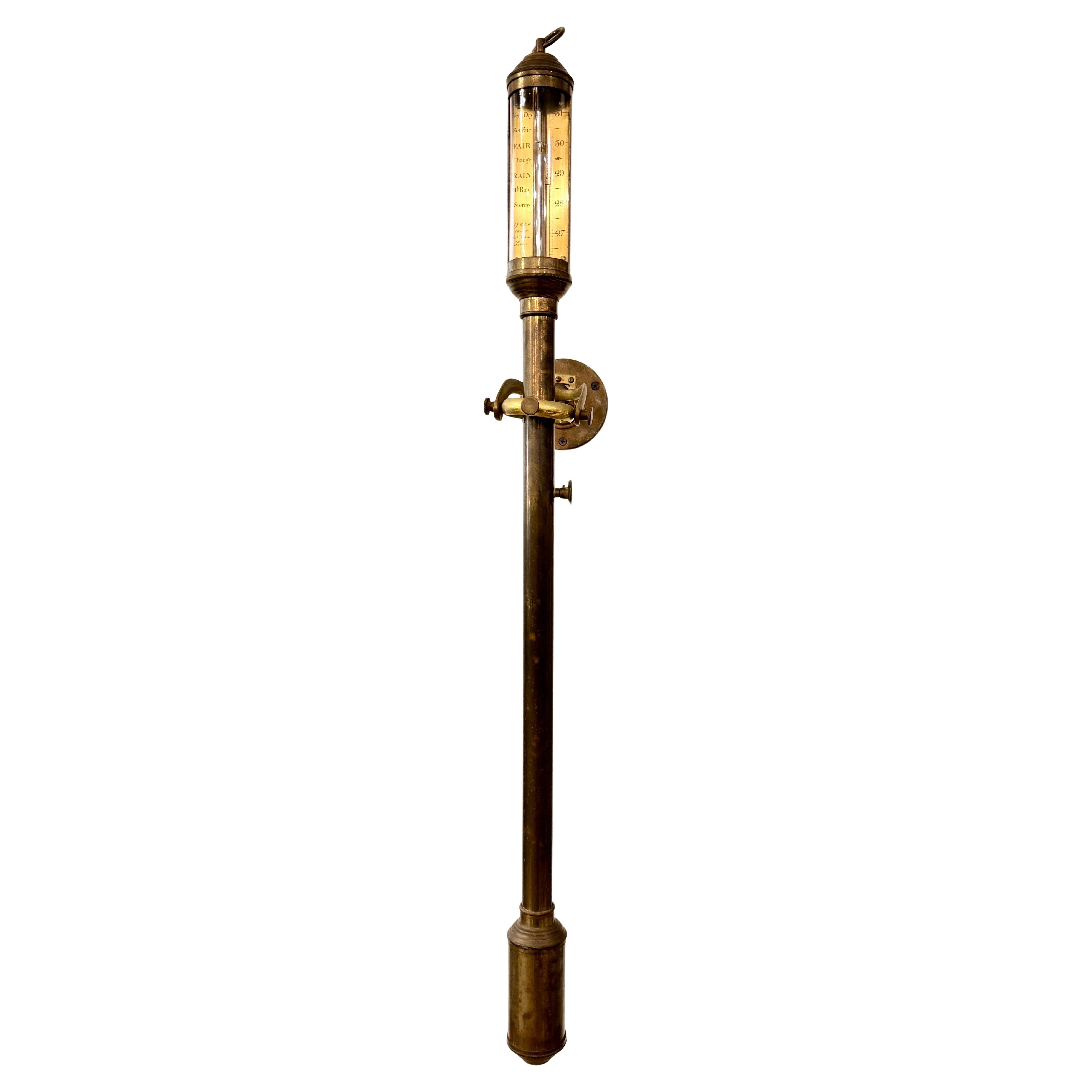 Portugiesisches, nautisches Gimbal-Barometer aus Messing aus dem 19. Jahrhundert