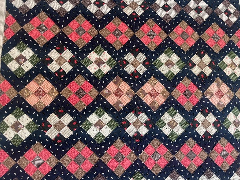 19th Century 19th C Postage Stamp Crib Quilt- Mounted For Sale