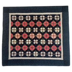 19th C Postage Stamp Crib Quilt- Mounted