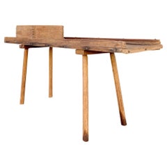 Antique 19th C. Primitive Cabbage Cutter Console Table / Folk Art
