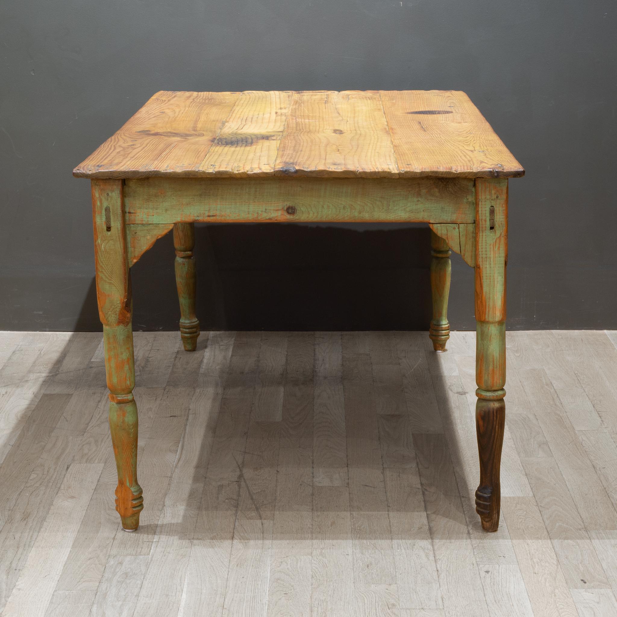 Pine 19th C. Primitive Farmhouse Dining Table c.1880-1890