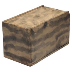 19th c. Primitive Folk Art Paint Decorated Wood Candle Box With Smoke Pattern