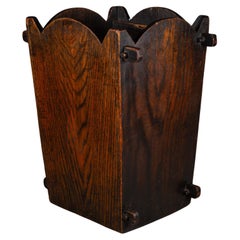 19th c. Primitive Oak Umbrella Stand or Waste Paper Basket c.1800s