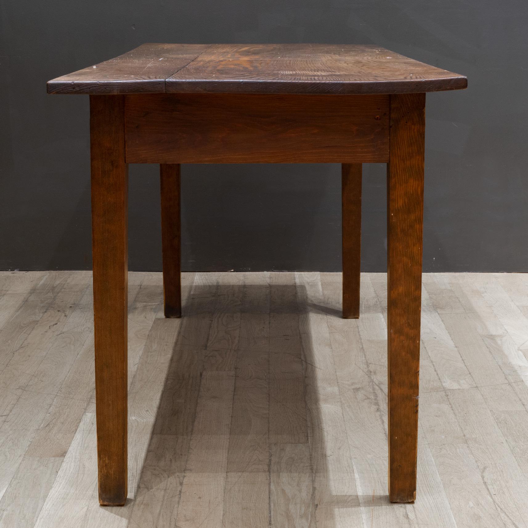 19th C. Primitive Scrubbed Farmhouse Dining Table or Console, c.1850 In Good Condition In San Francisco, CA