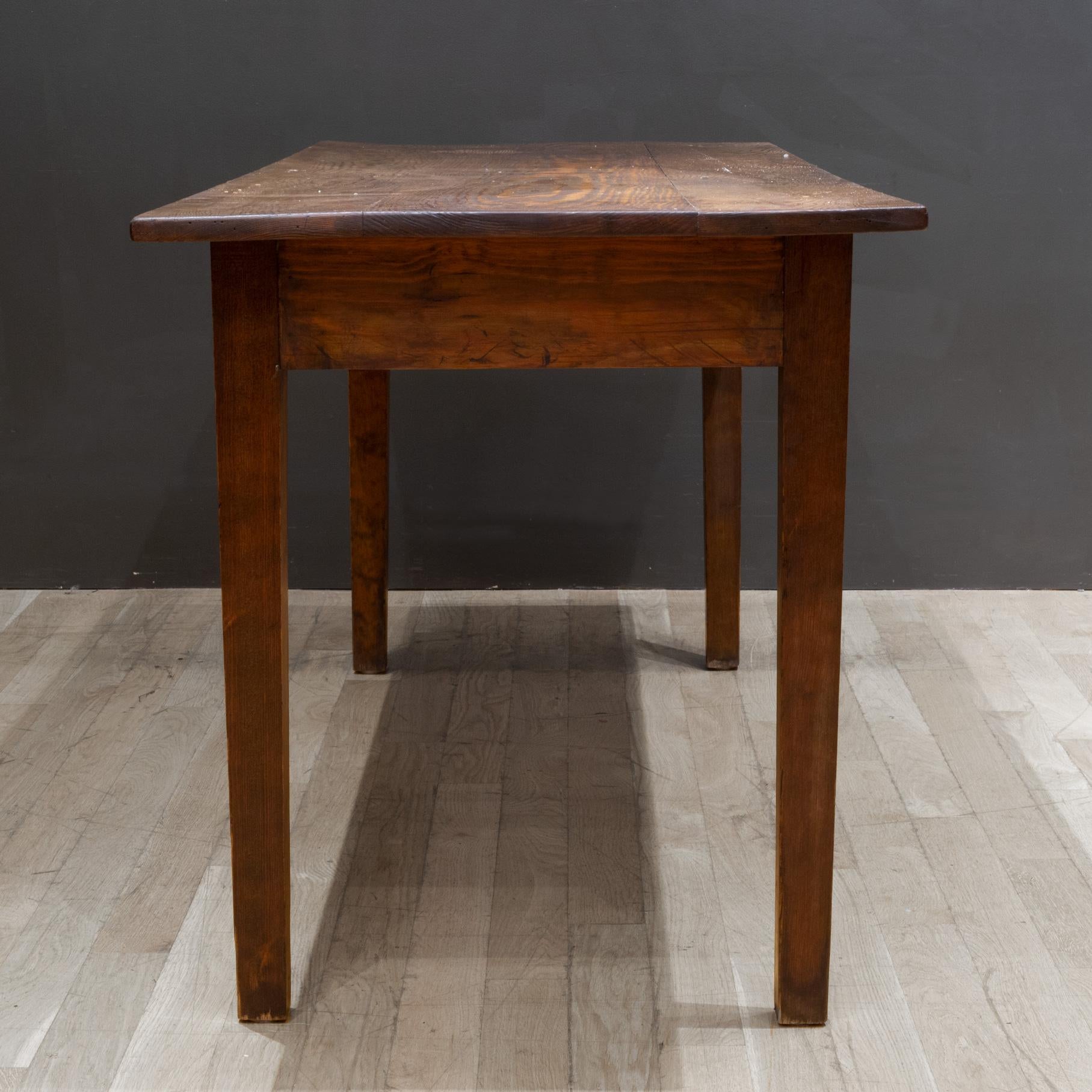 19th Century 19th C. Primitive Scrubbed Farmhouse Dining Table or Console, c.1850