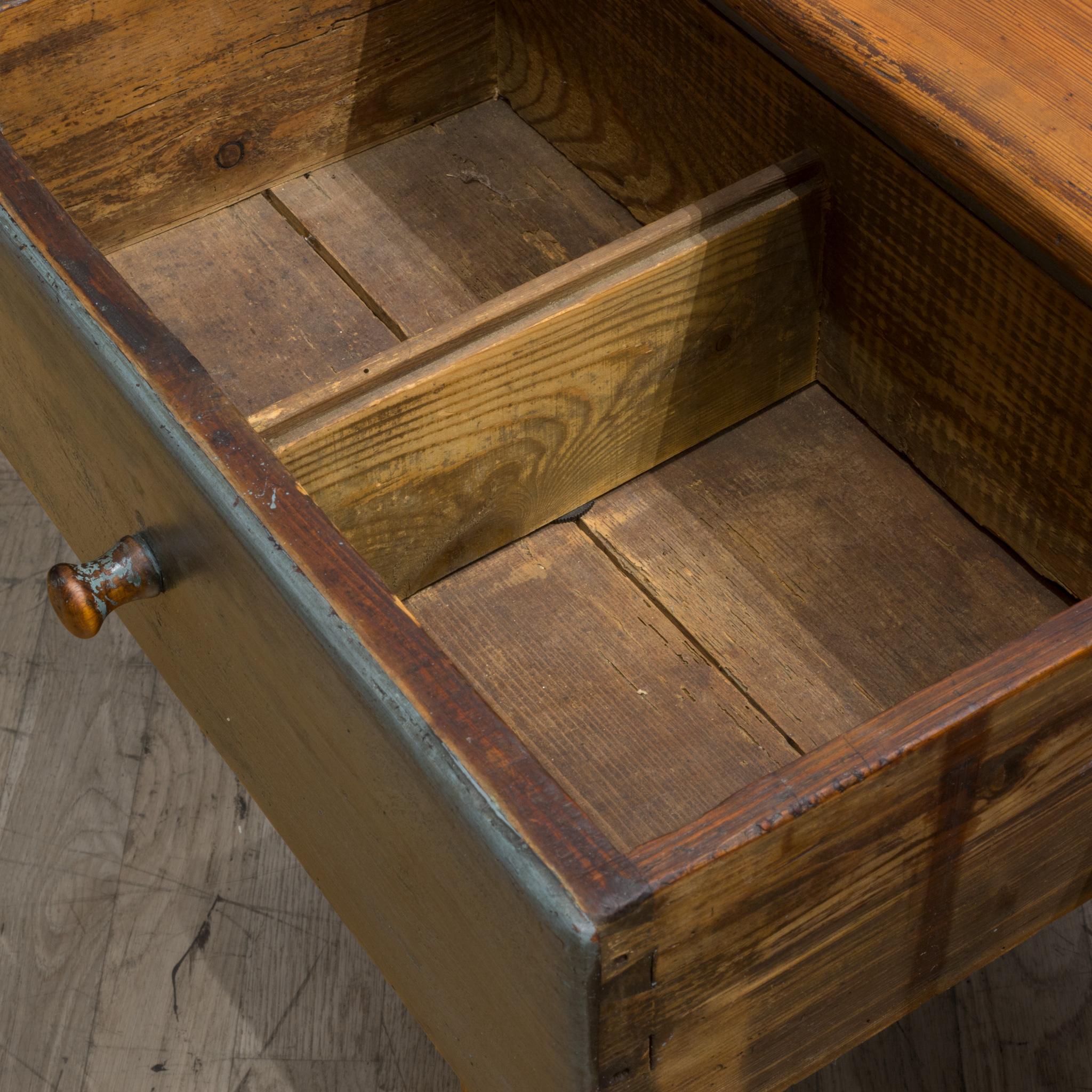 19th C. Primitive Scrubbed Farmhouse Dining Table or Console, c.1890 3