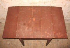 19th Century Primitive Tapered Leg 1-Drawer Stand Old Red Paint