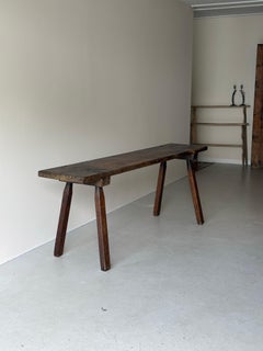 19th C Primitive Work Table Console