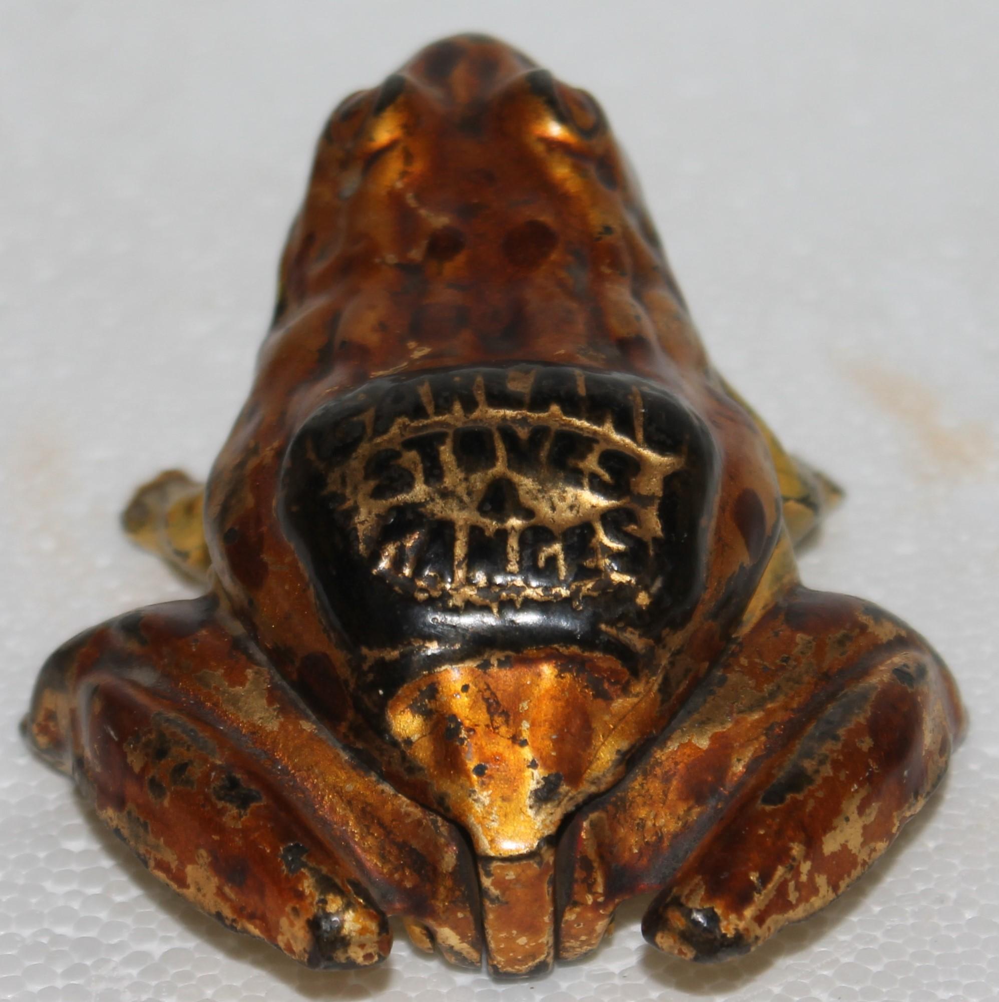 Adirondack 19th C Promotional Cast Iron Frog Matchstick Box For Sale