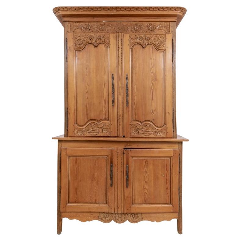 19th C. Provincial French  Pine Armoire/Cabinet For Sale