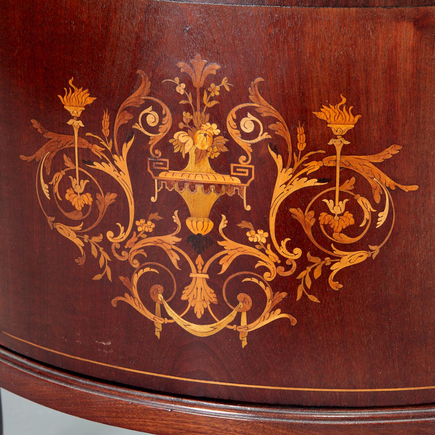 Gilt 19th C. R J Horner Louis XVI Style Mahogany and Inlaid Vitrine Cabinet