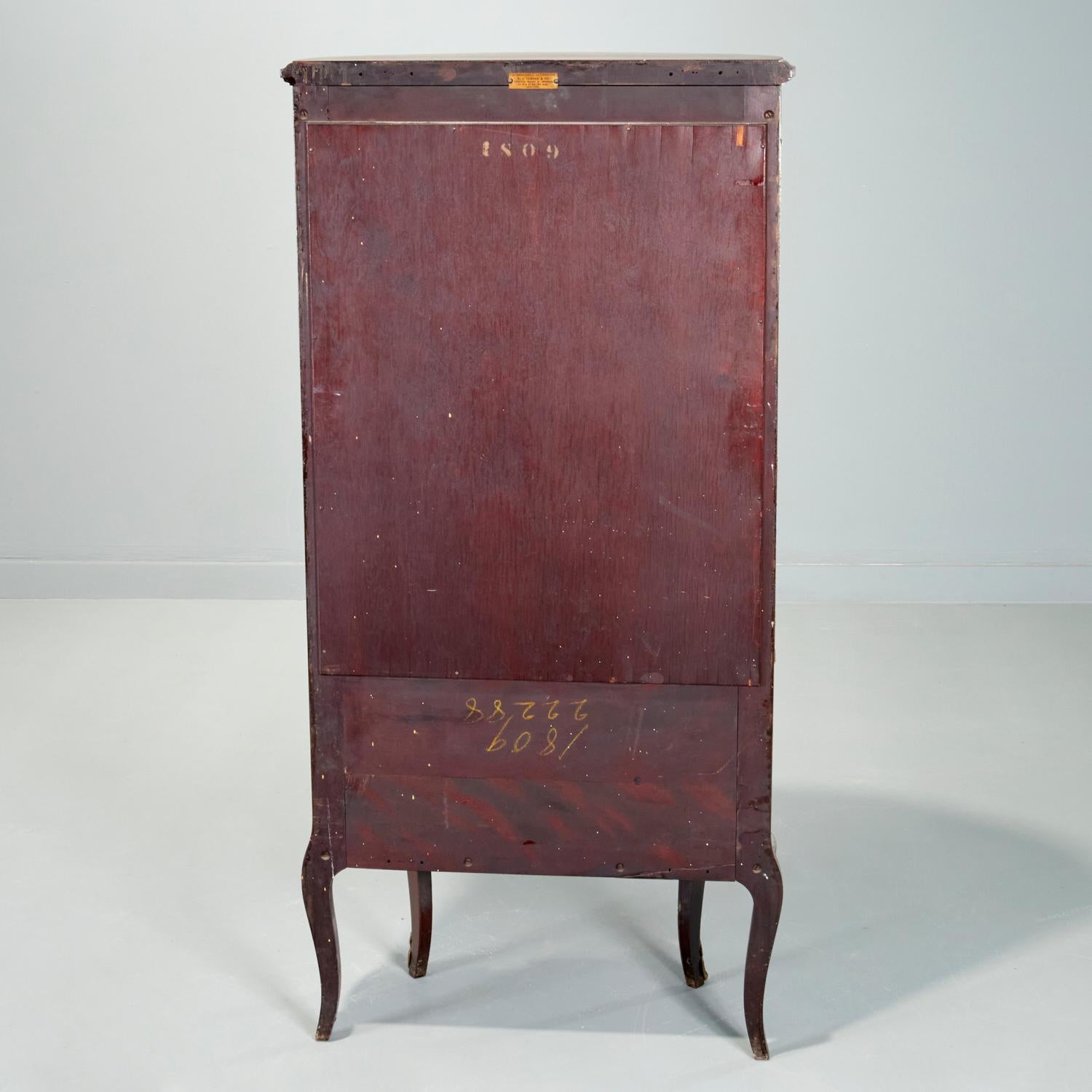 19th C. R J Horner Louis XVI Style Mahogany and Inlaid Vitrine Cabinet 1