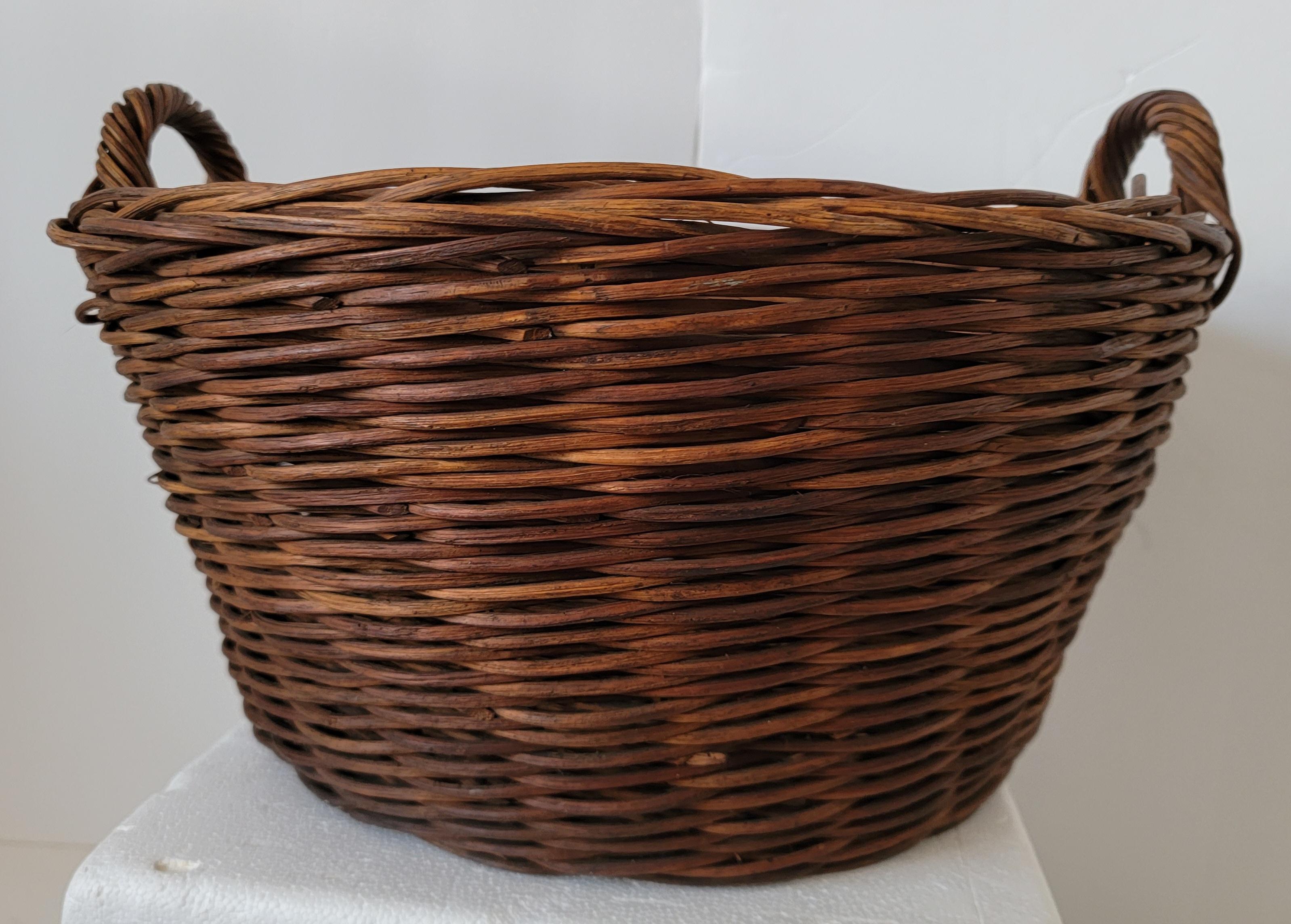 Country 19th C Rag Balls and Handled Basket For Sale