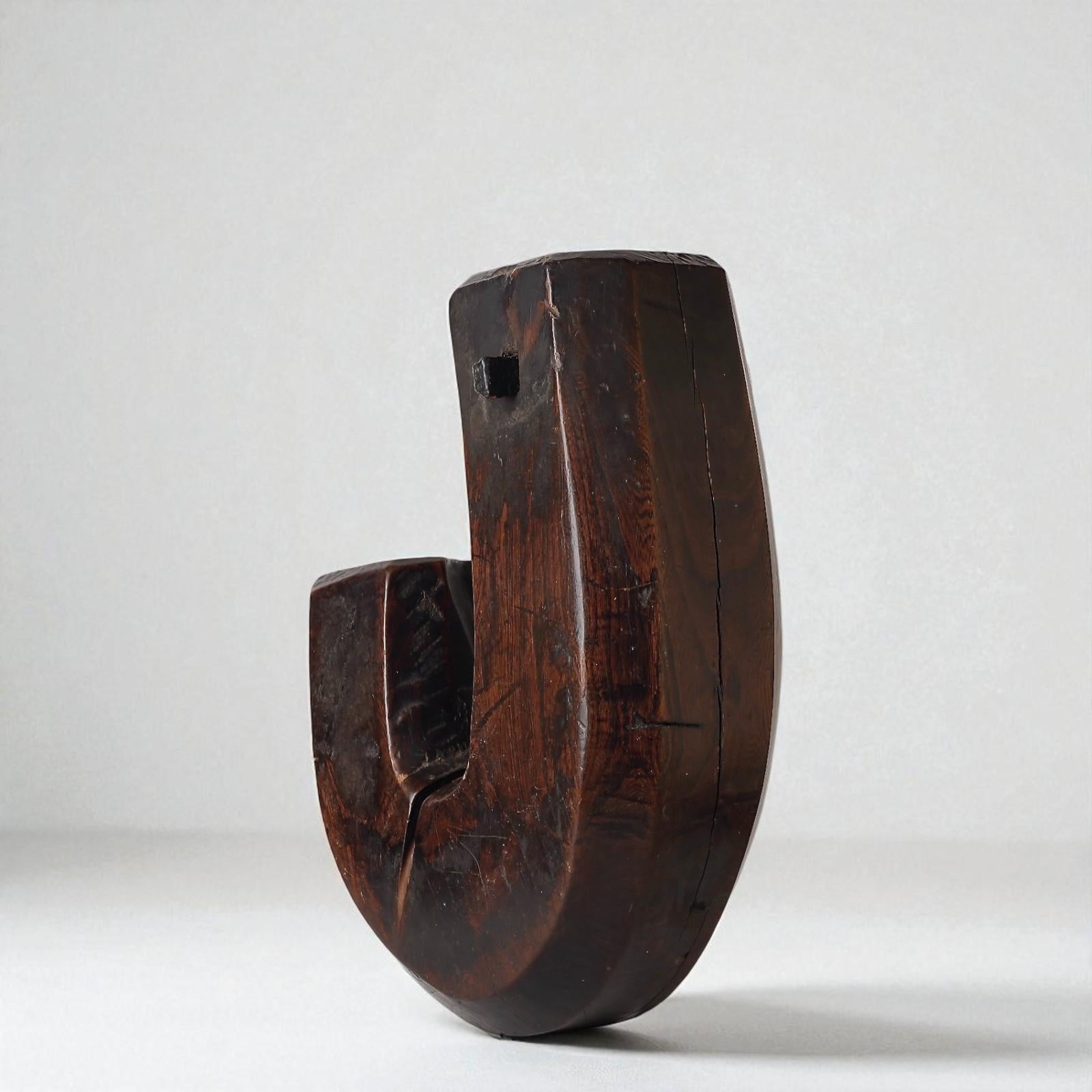 19th c  Rare folk brazier wooden hook. Edo-Meji period For Sale 5
