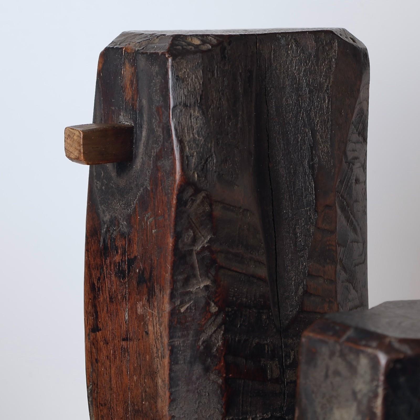 19th c  Rare folk brazier wooden hook. Edo-Meji period For Sale 10