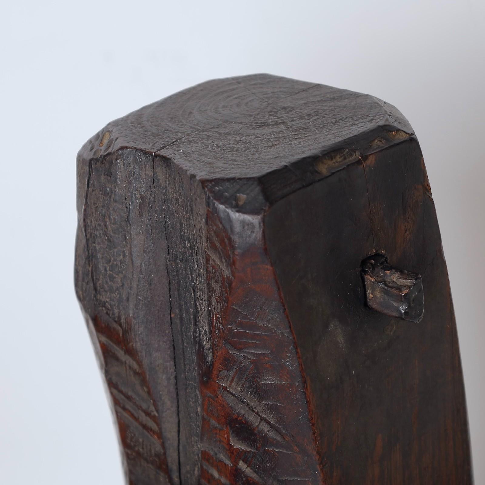 19th c  Rare folk brazier wooden hook. Edo-Meji period For Sale 12