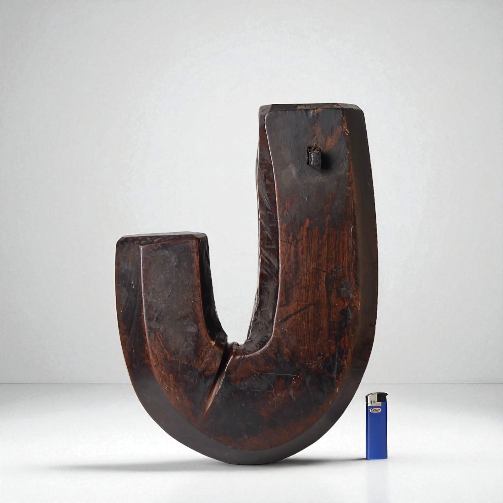 Japanese 19th c  Rare folk brazier wooden hook. Edo-Meji period For Sale