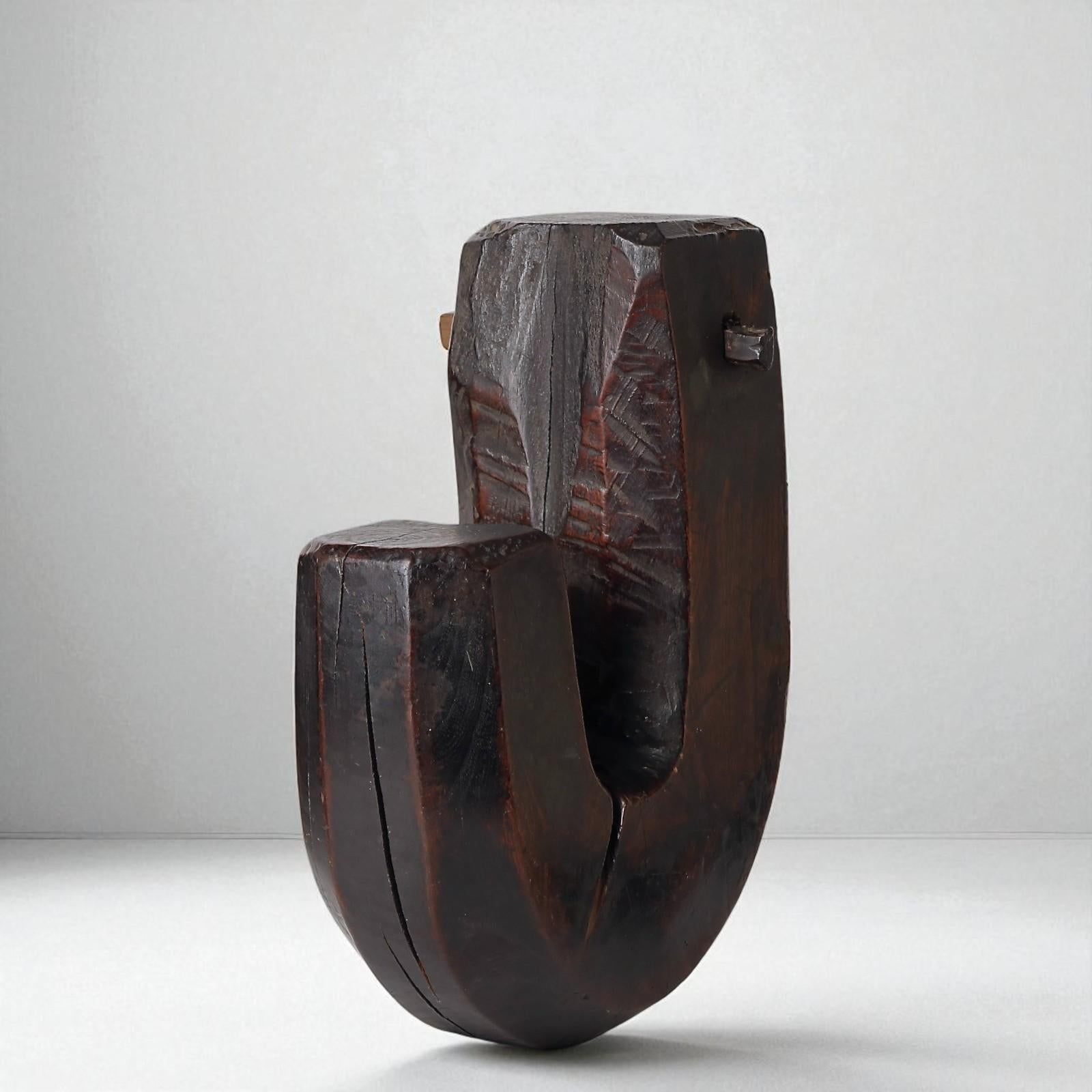 19th Century 19th c  Rare folk brazier wooden hook. Edo-Meji period For Sale
