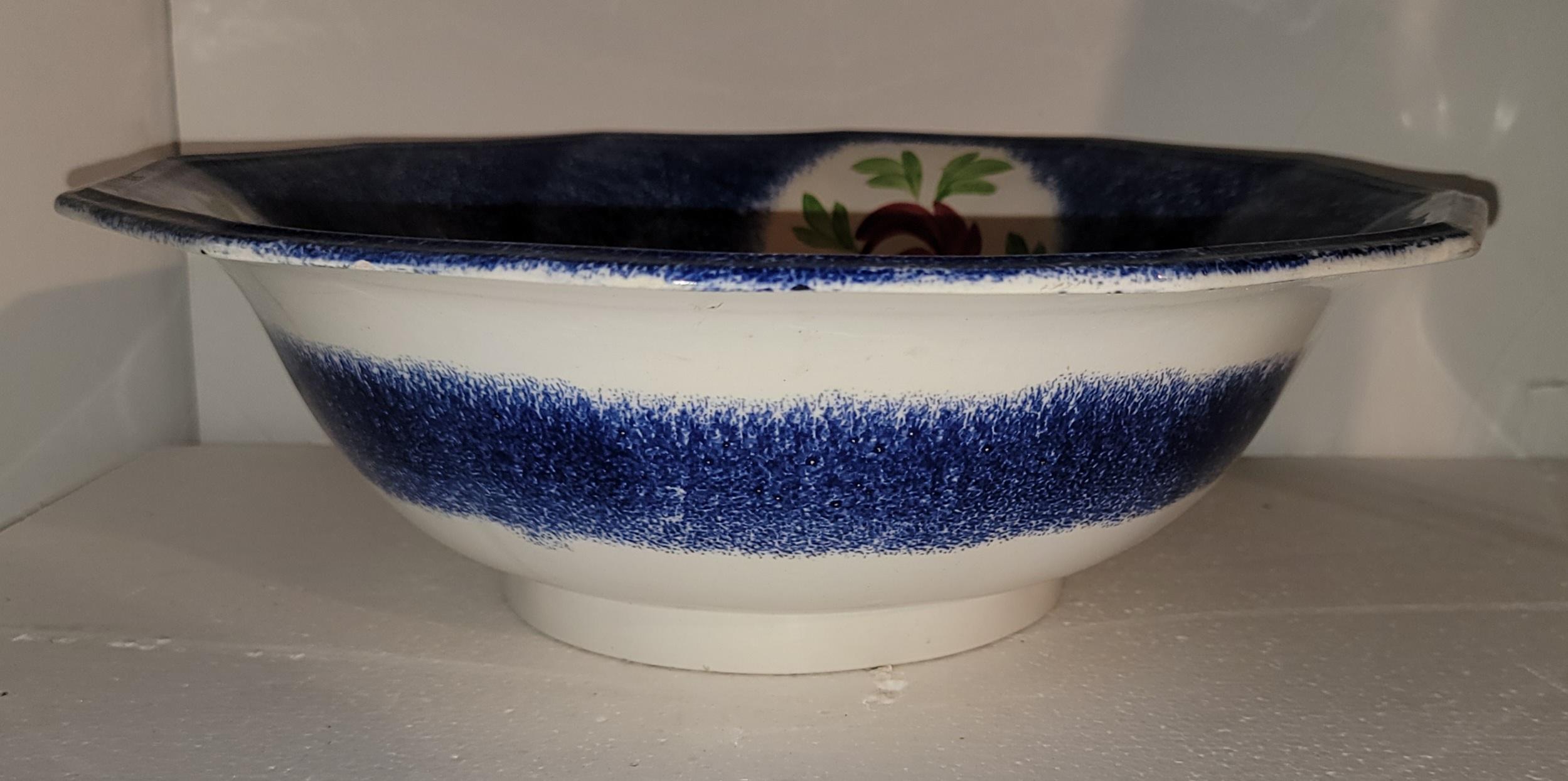 Hand-Crafted 19th C Rare Spatter Ware Wash Bowl & Set For Sale