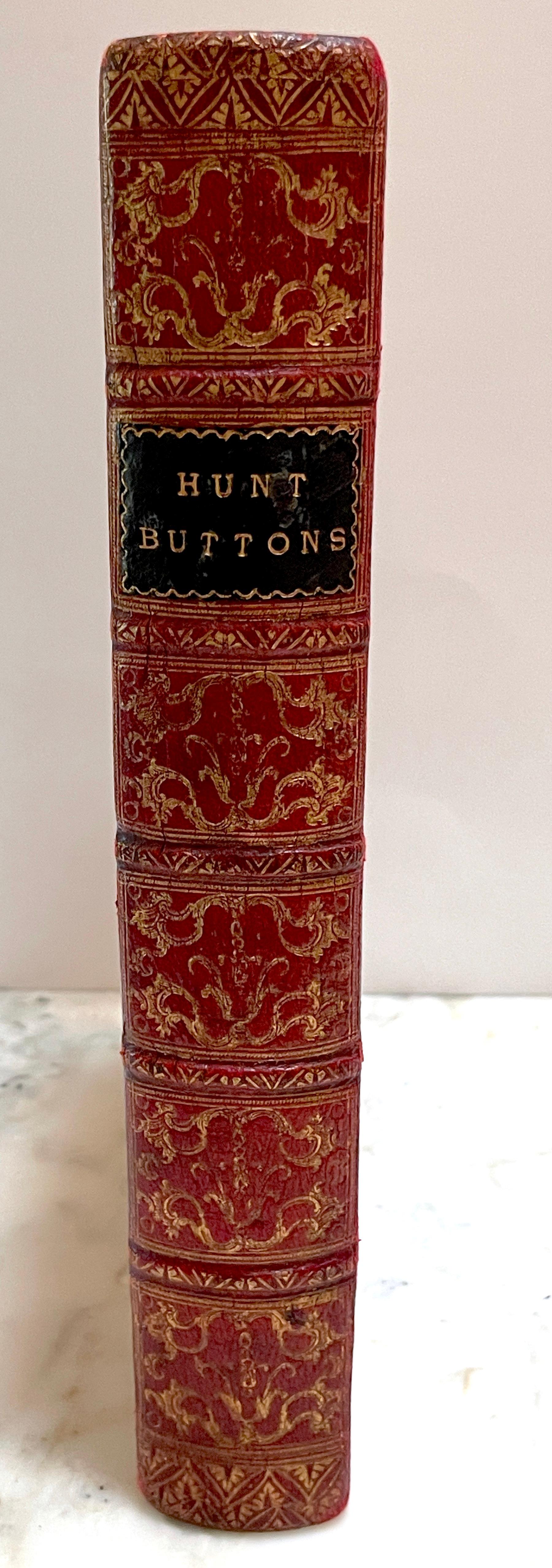 Gilt 19th C. Red Embossed Leather Bound ' Faux / Dummy' Book Box 'Hunt Buttons'