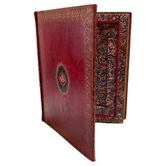 Rotes geprägtes Ledergefäß „Faux / Dummy“-Bücherschachtel mit Knöpfen aus dem 19. Jahrhundert 