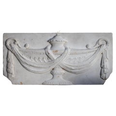 19th C Regency Adam Style Marble Urn Plaque Tablet Fire Surround Grand Tour