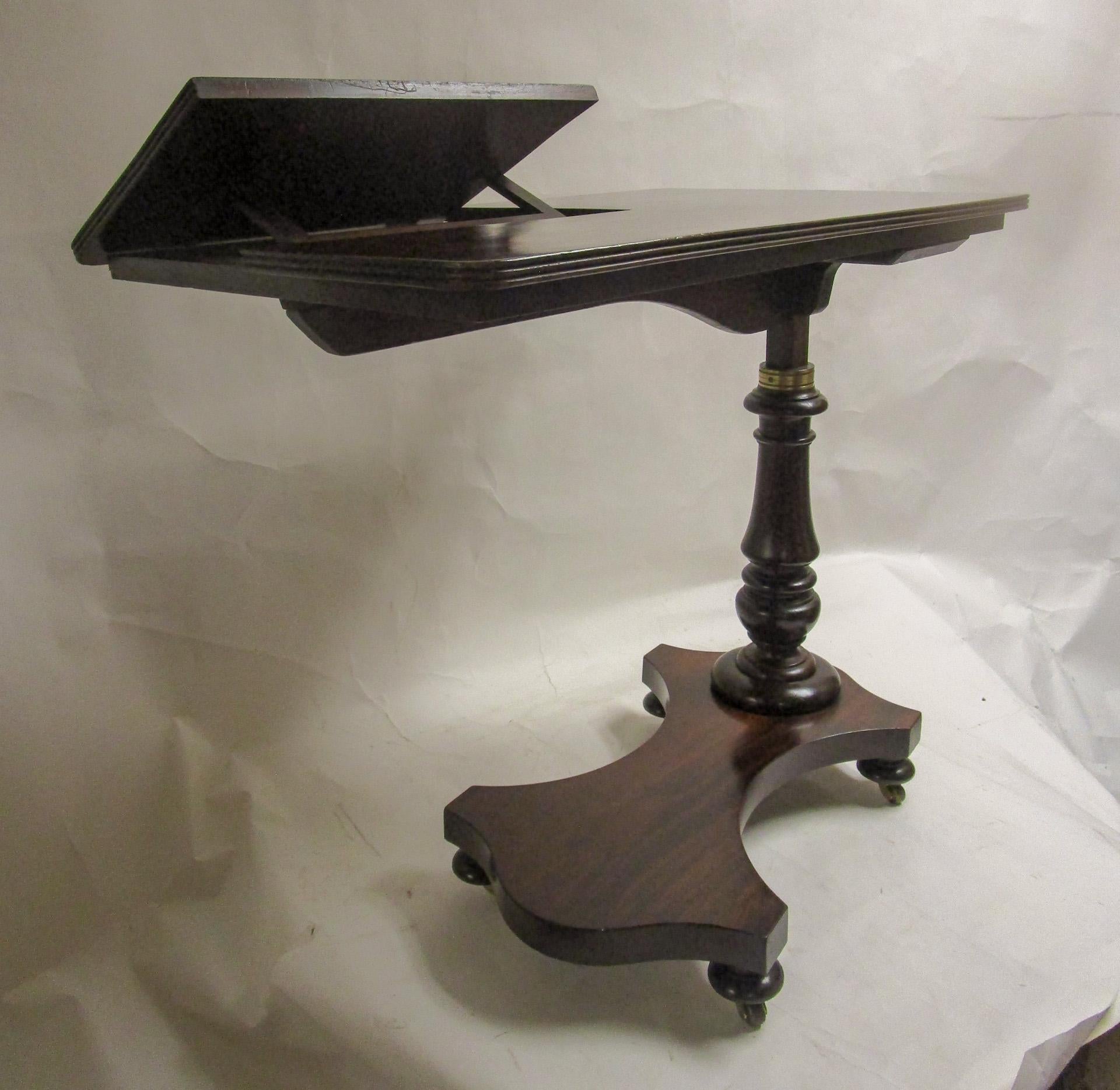 19th C Regency English Mahogany Adjustable Reading Writing Table For Sale 8