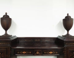 19th Century Regency Marquetry Inlaid Rosewood Sideboard with Cutlery Urns
