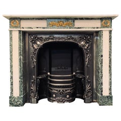 Antique 19th C Regency Style Verde Tinos Marble Fireplace Surround with Ormolu Mounts