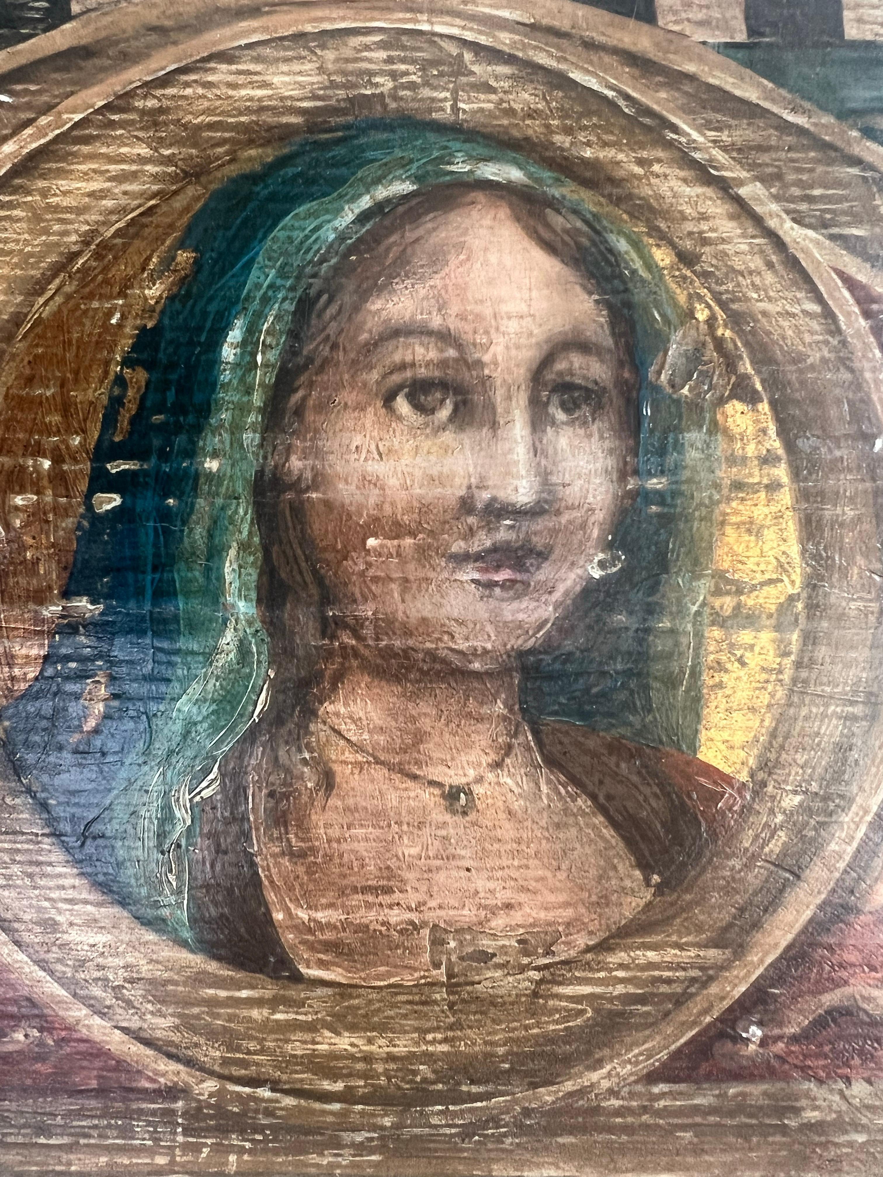 19th C. Religious Inspired Painted Wooden Plaques For Sale 4