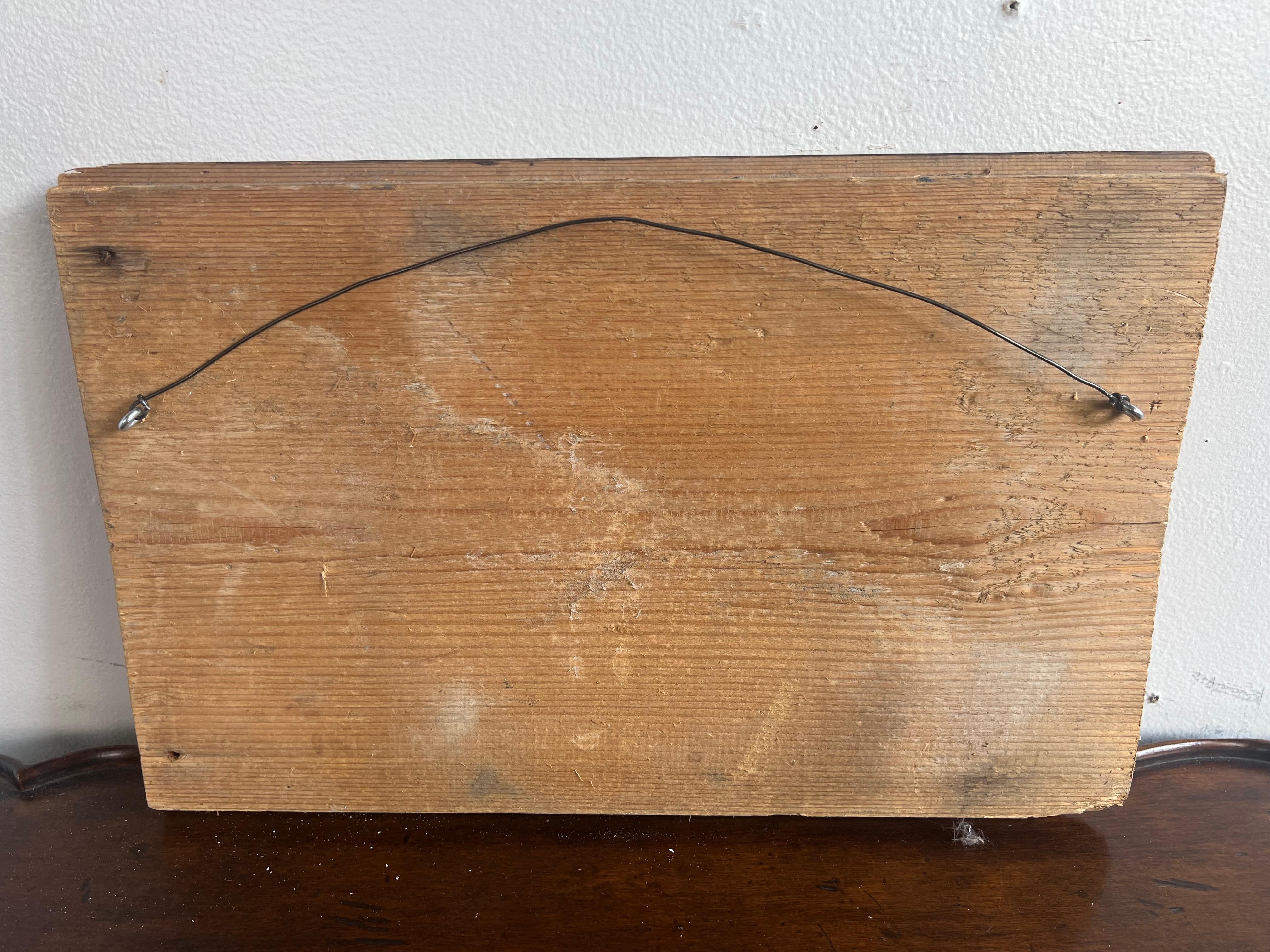 19th C. Religious Inspired Painted Wooden Plaques For Sale 5