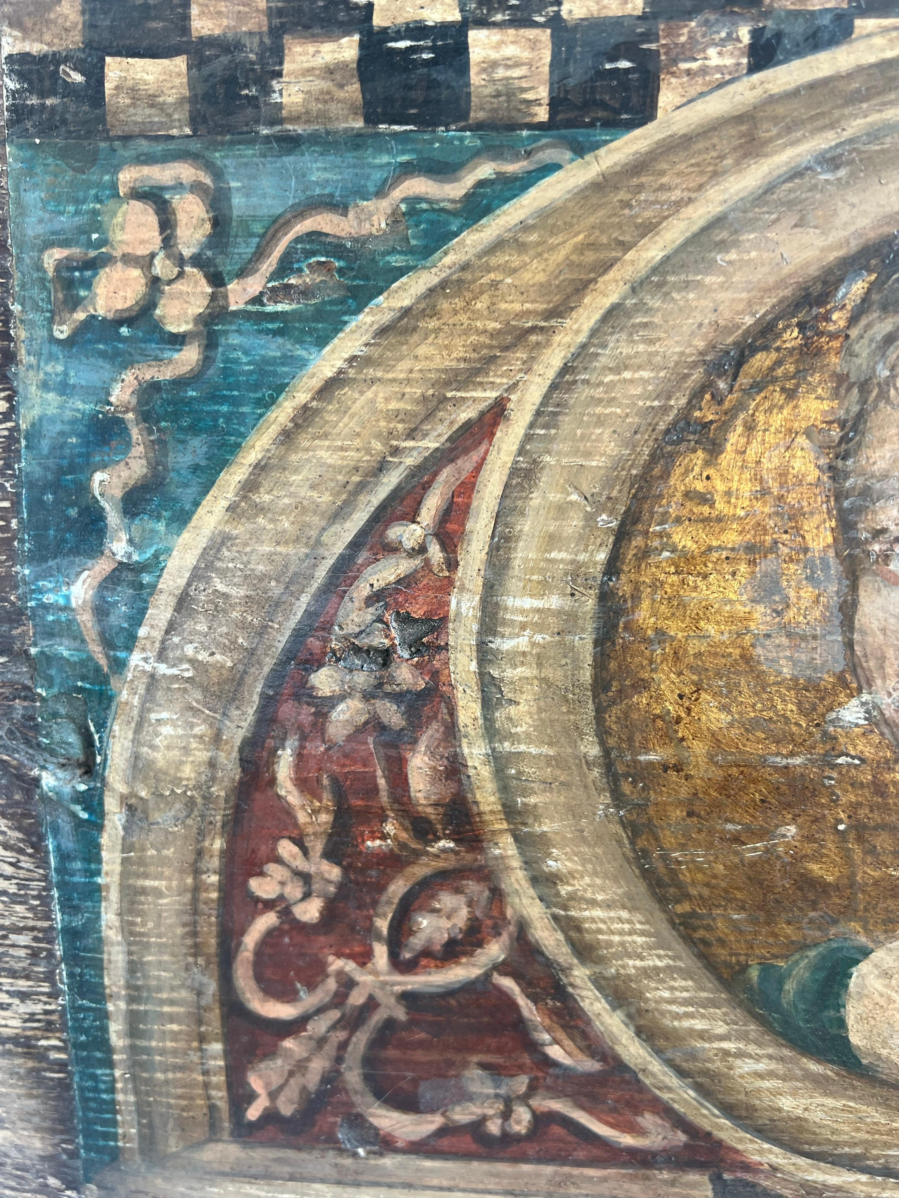 19th C. Religious Inspired Painted Wooden Plaques For Sale 2