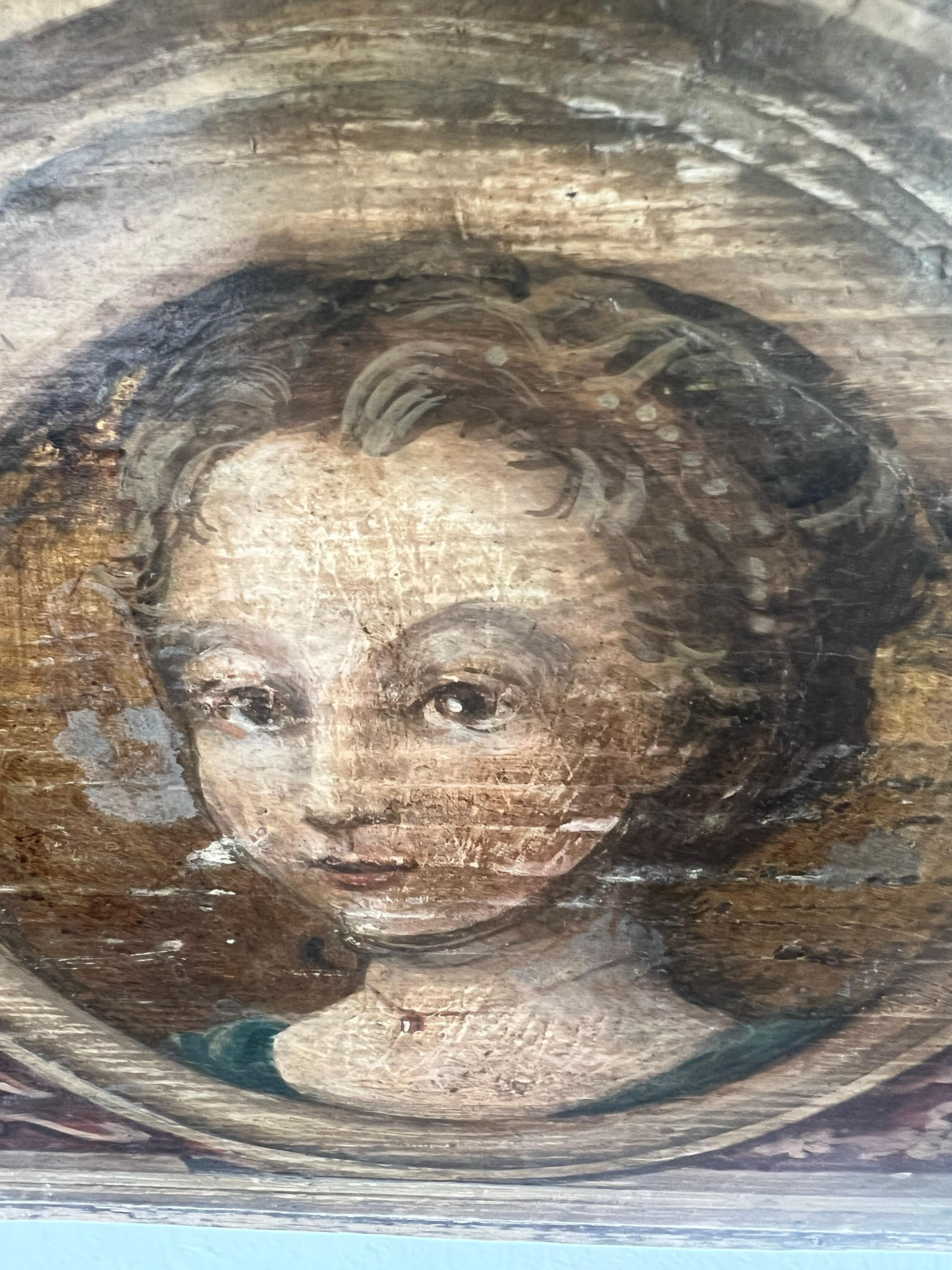 19th C. Religious Inspired Painted Wooden Plaques For Sale 3