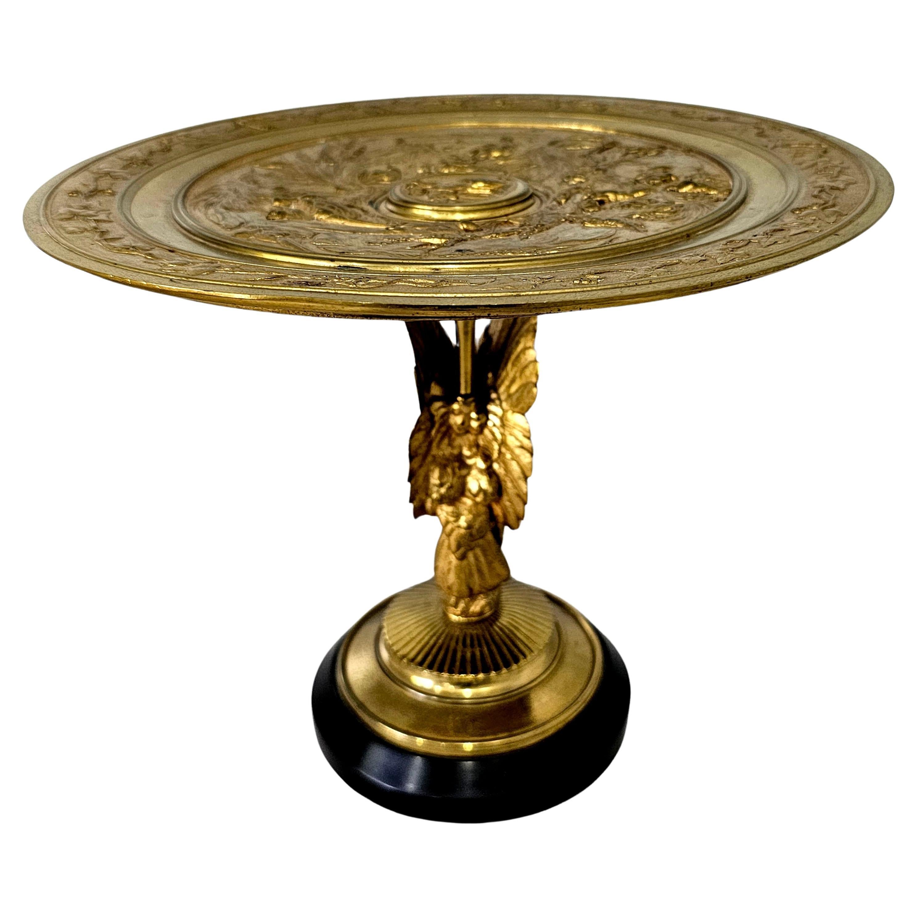 19th Century 19th C. Renaissance Gilt Bronze Sculptural Tazza Signed E. Cana 1845-1895 French For Sale