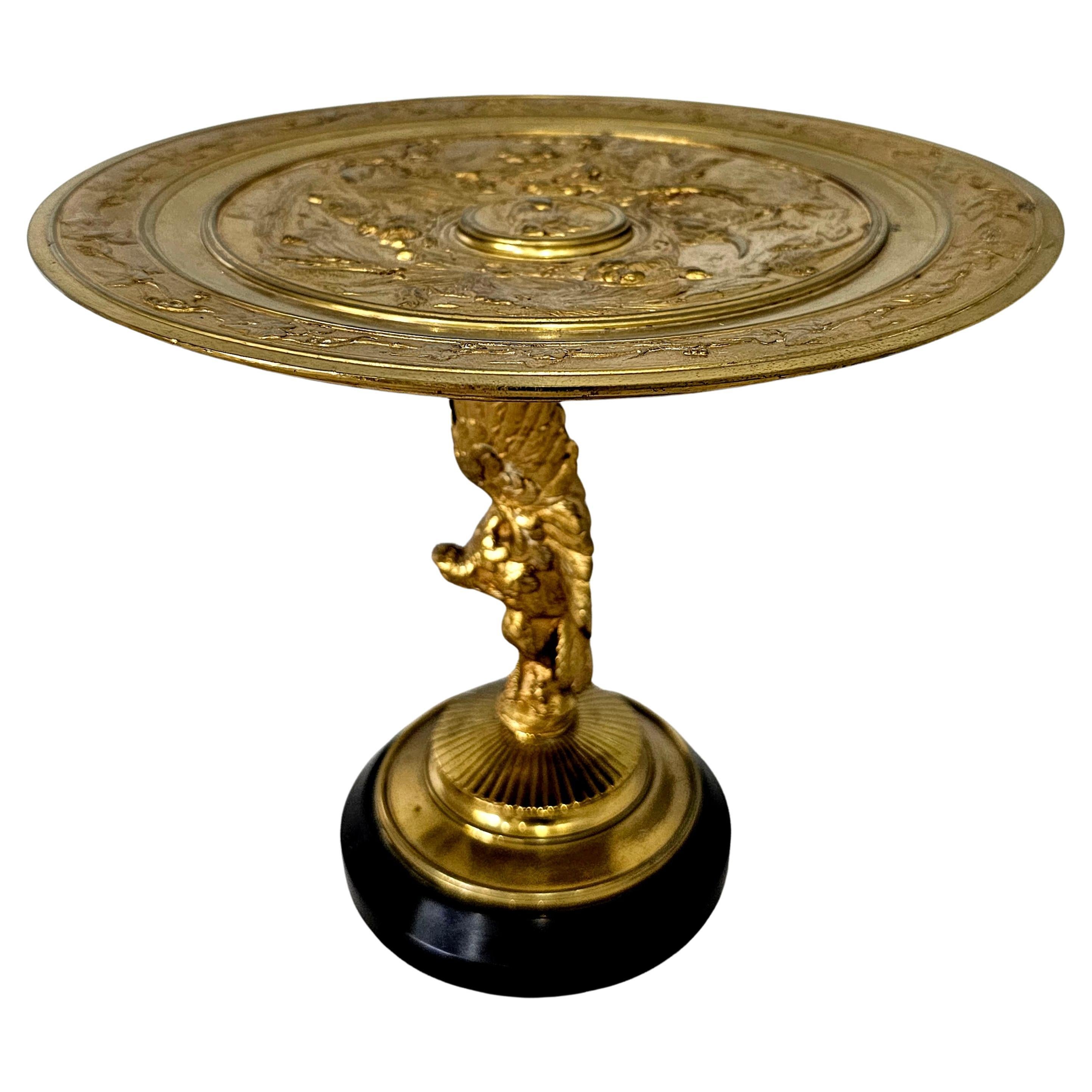 19th C. Renaissance Gilt Bronze Sculptural Tazza Signed E. Cana 1845-1895 French For Sale 1