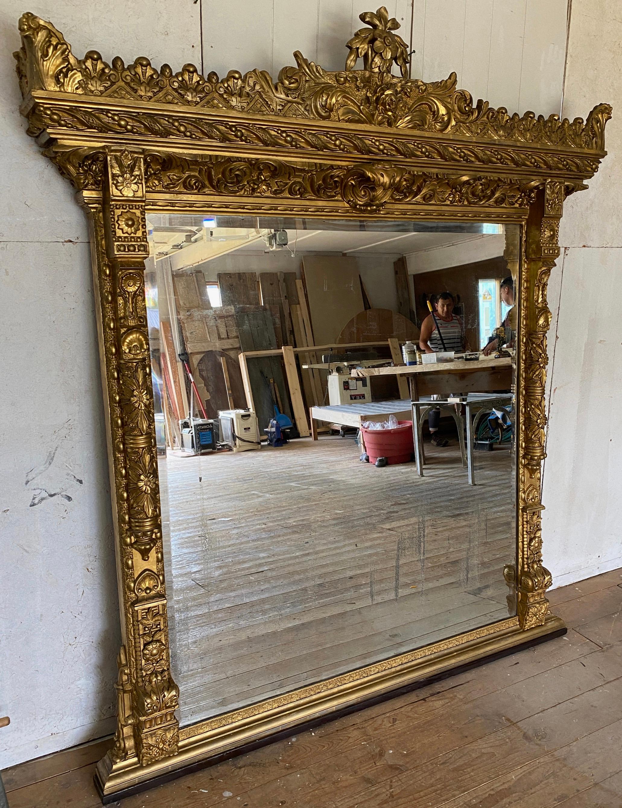 19th C. Renaissance Style Overmantle Mirror For Sale 2