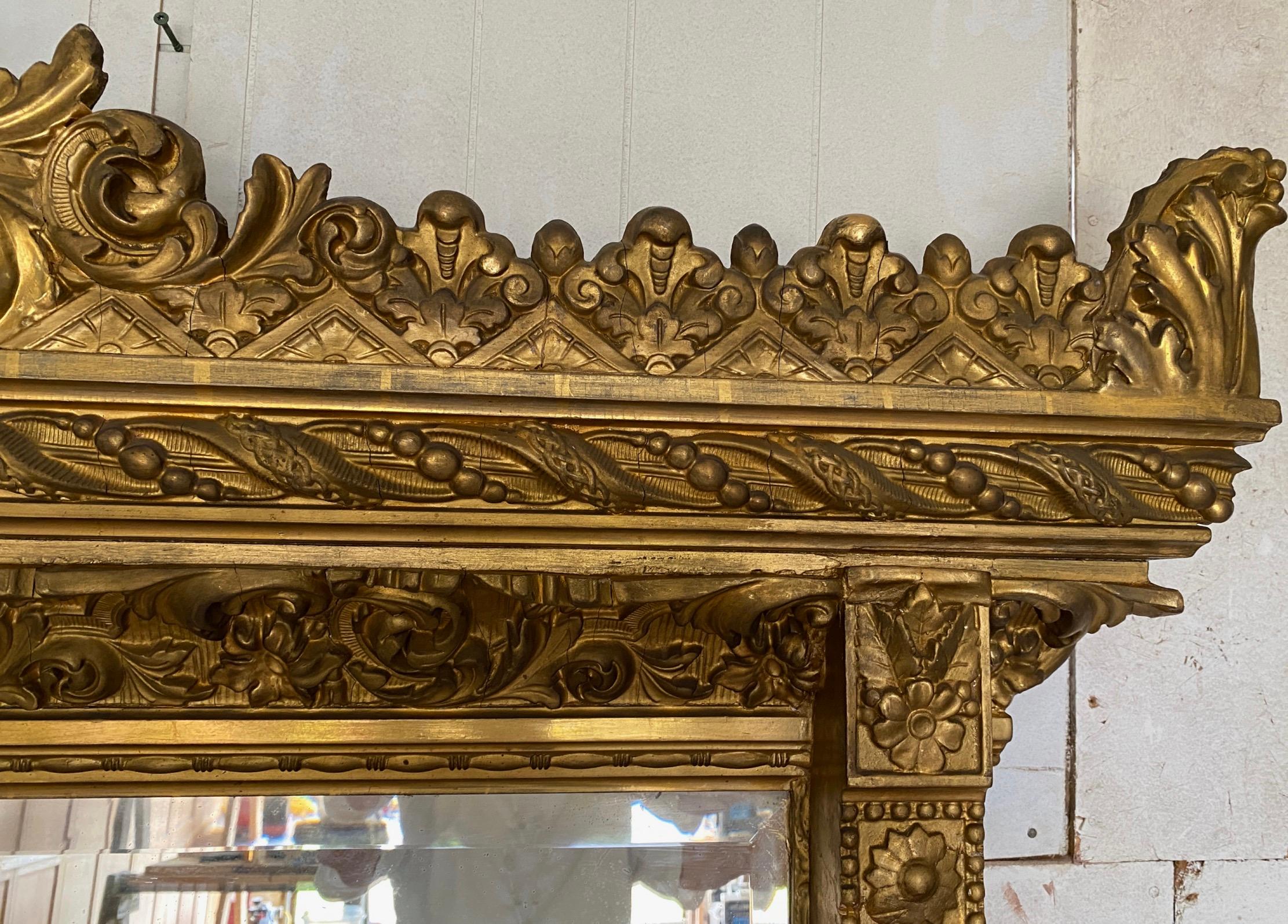 Baroque 19th C. Renaissance Style Overmantle Mirror For Sale