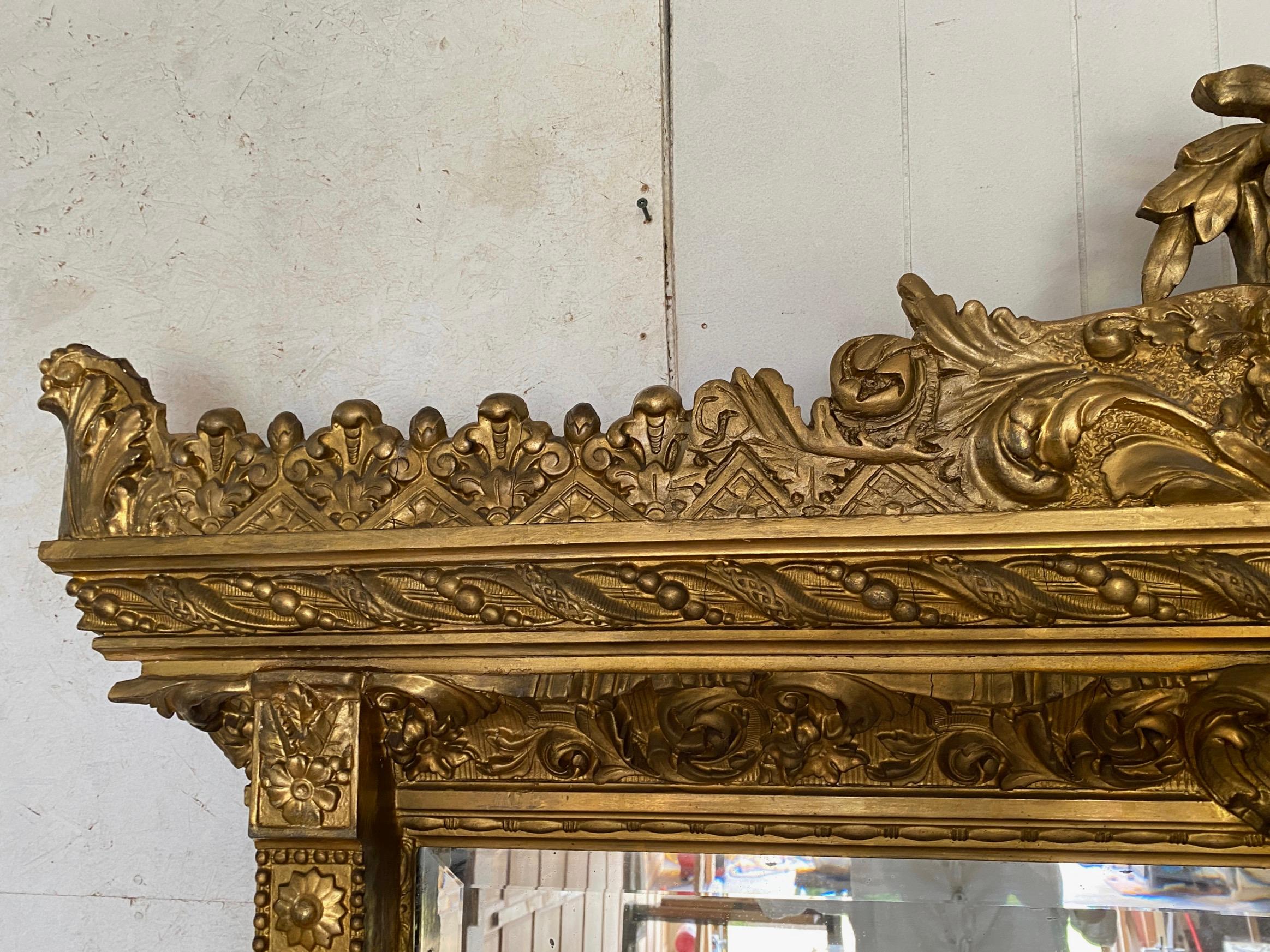European 19th C. Renaissance Style Overmantle Mirror For Sale