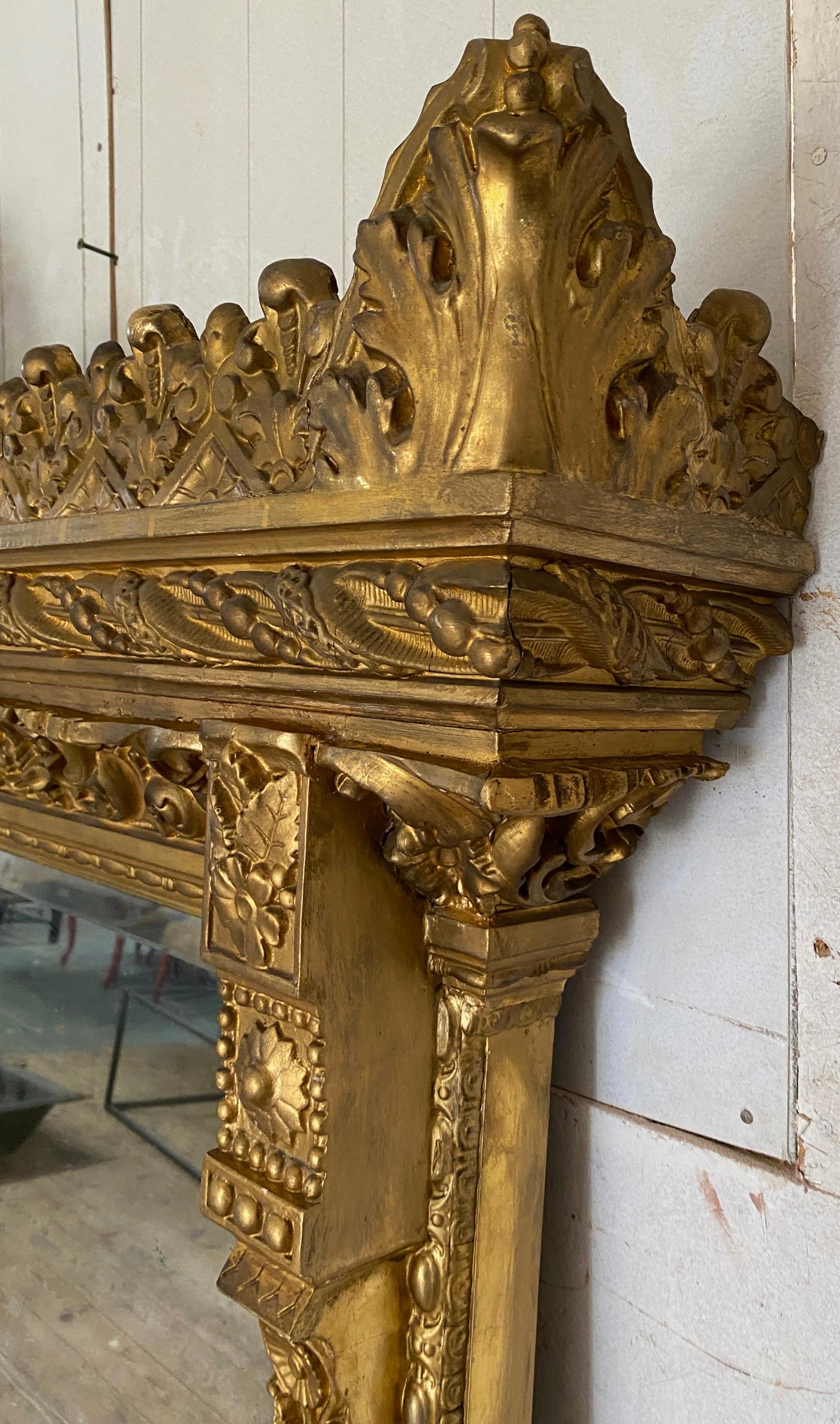 Wood 19th C. Renaissance Style Overmantle Mirror For Sale