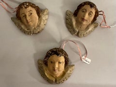 19th-C. Rococo Style Carved Wood Italian Putti / Cherub / Angel Ornaments, S/3