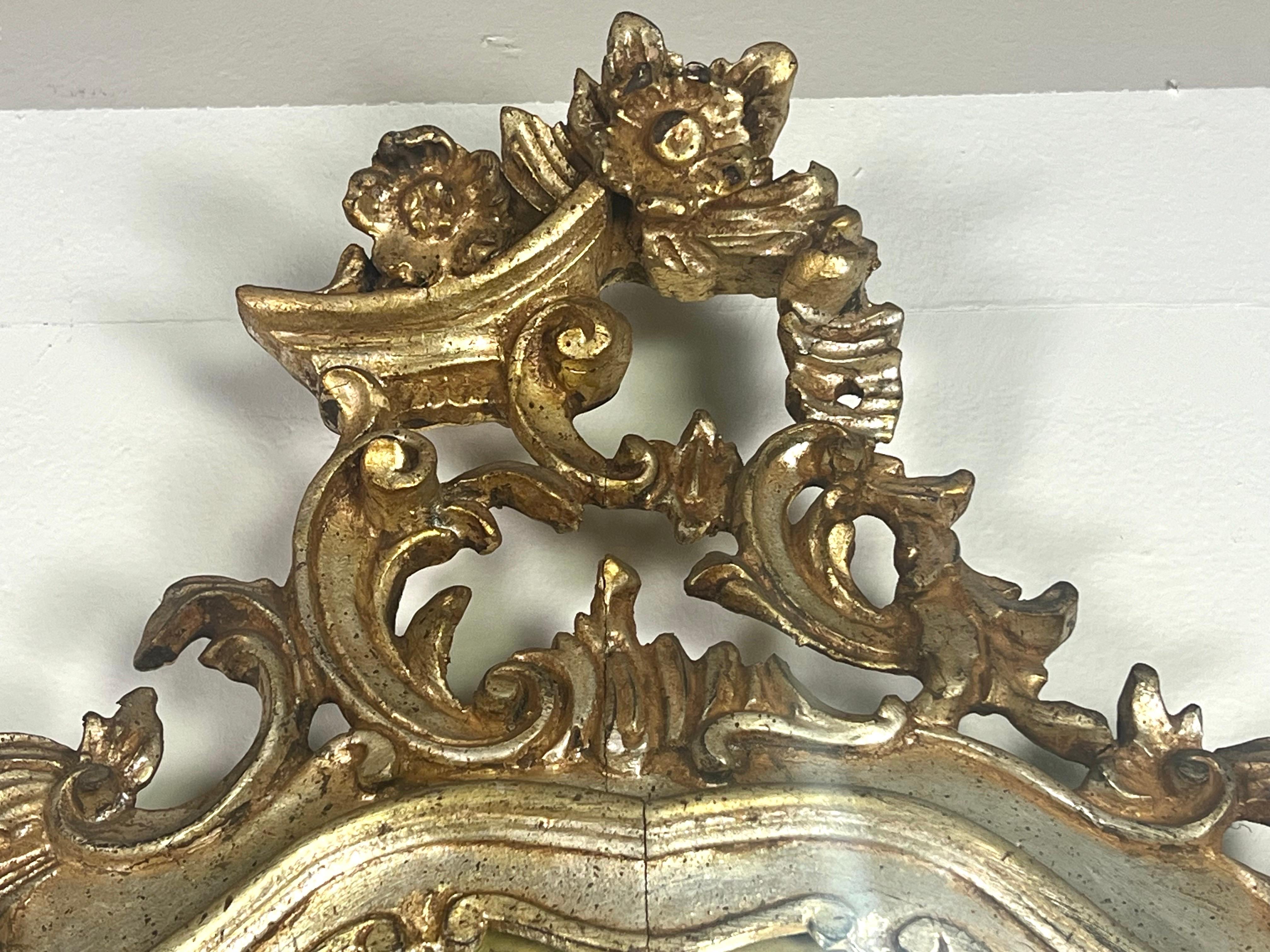 19th C. Rococo Style Gilt Wood Mirror In Distressed Condition In Los Angeles, CA