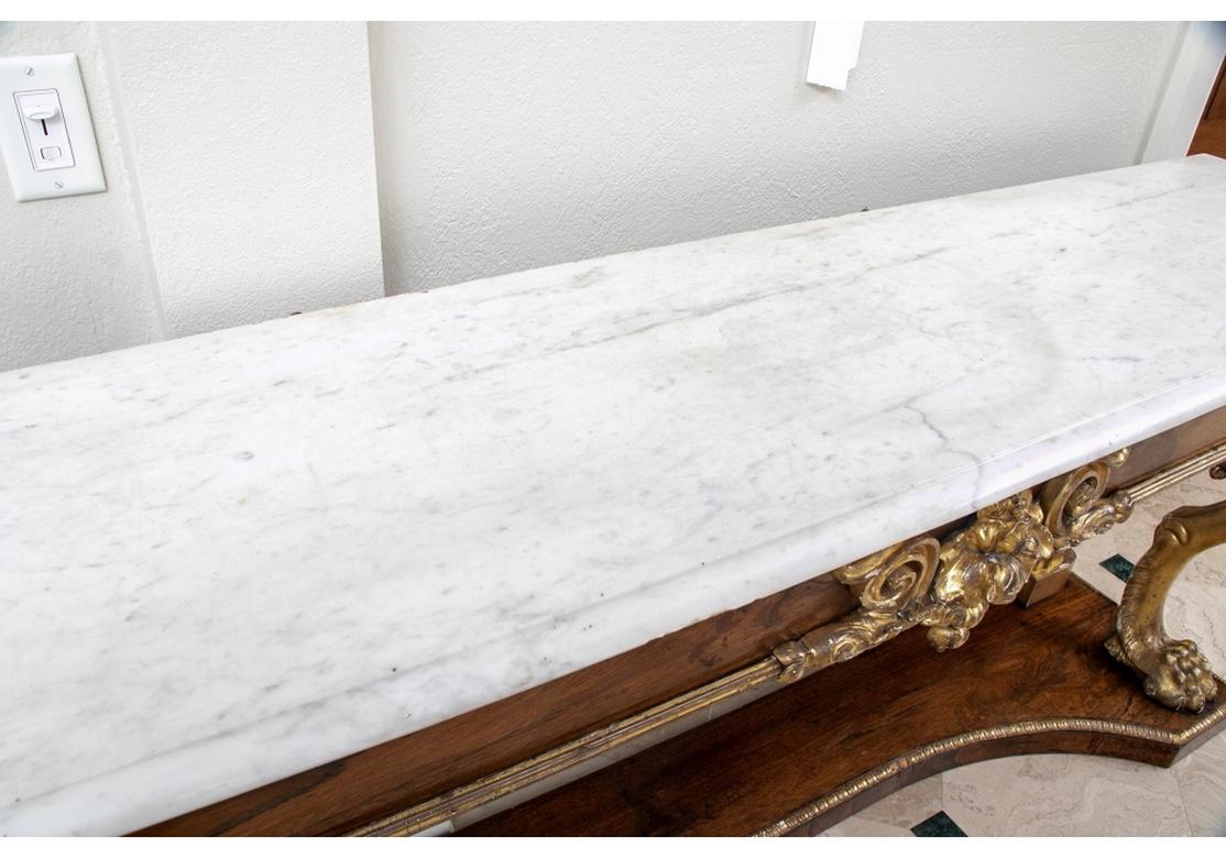 19. Jahrhundert Palisander Marmorplatte geschnitzt und vergoldet Pier Tisch 2