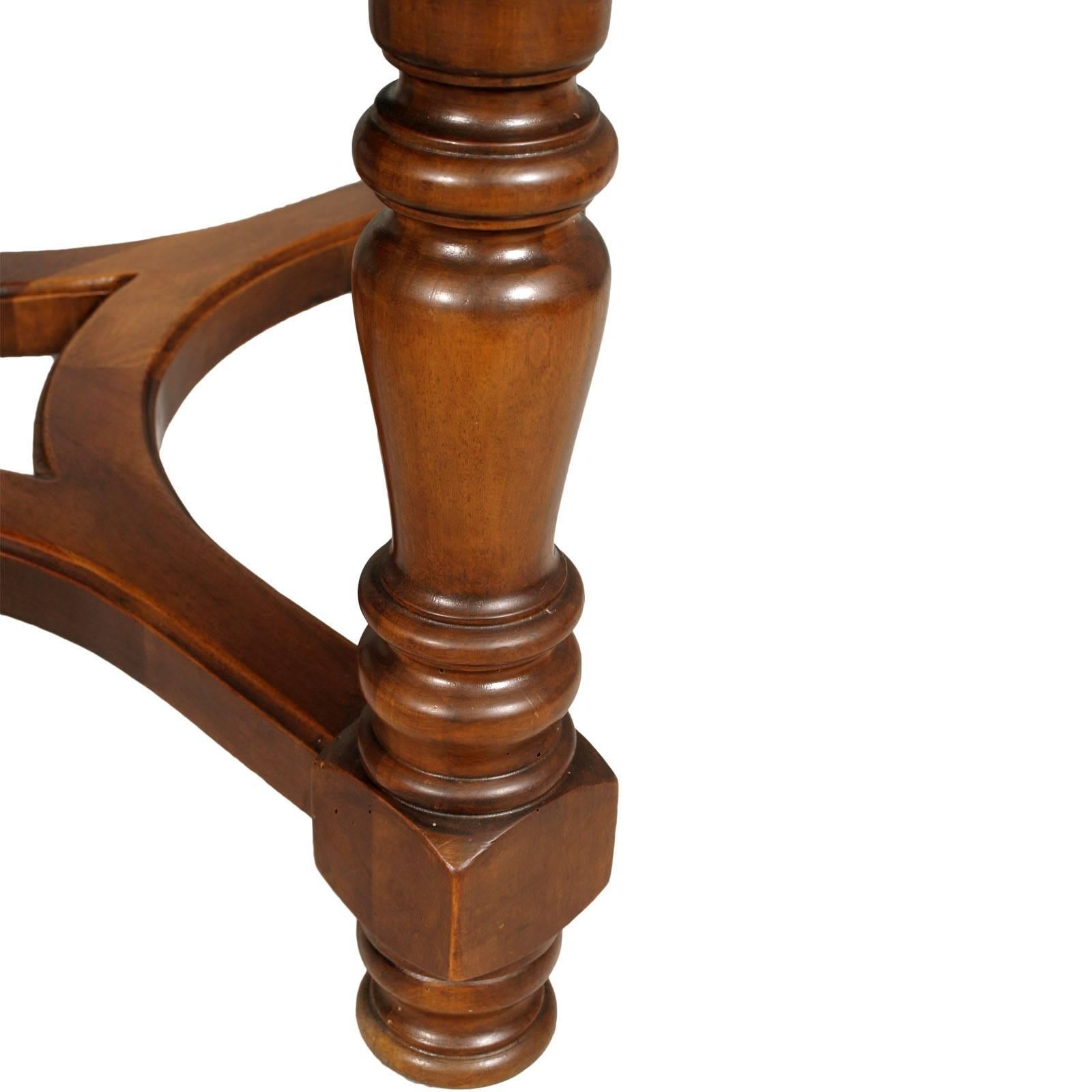 Renaissance 19th Century Round Extendable Table, Baroque , all solid Walnut, Wax Polished For Sale