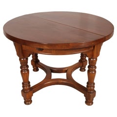19th Century Round Extendable Table, Baroque , all solid Walnut, Wax Polished