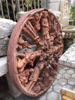 Round Terracotta Window School Antoni Gaudi Wall Mount Sculpture Antiques focal