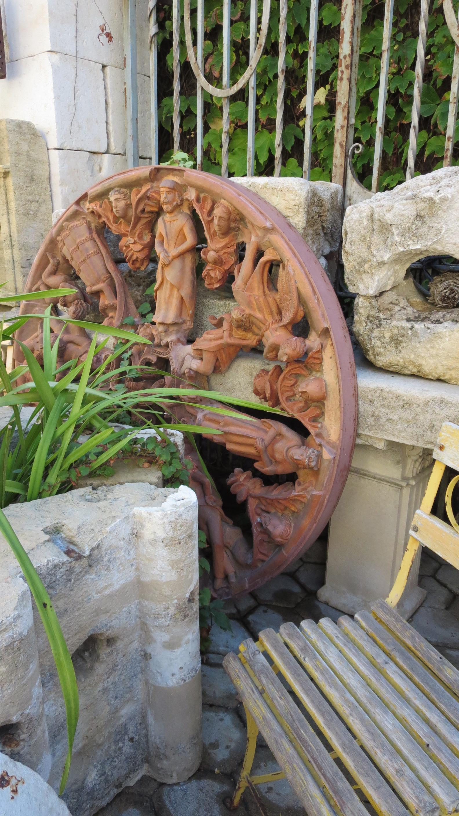 Round Terracotta Window School Antoni Gaudi Wall Mount Sculpture Antiques focal In Good Condition In West Hollywood, CA