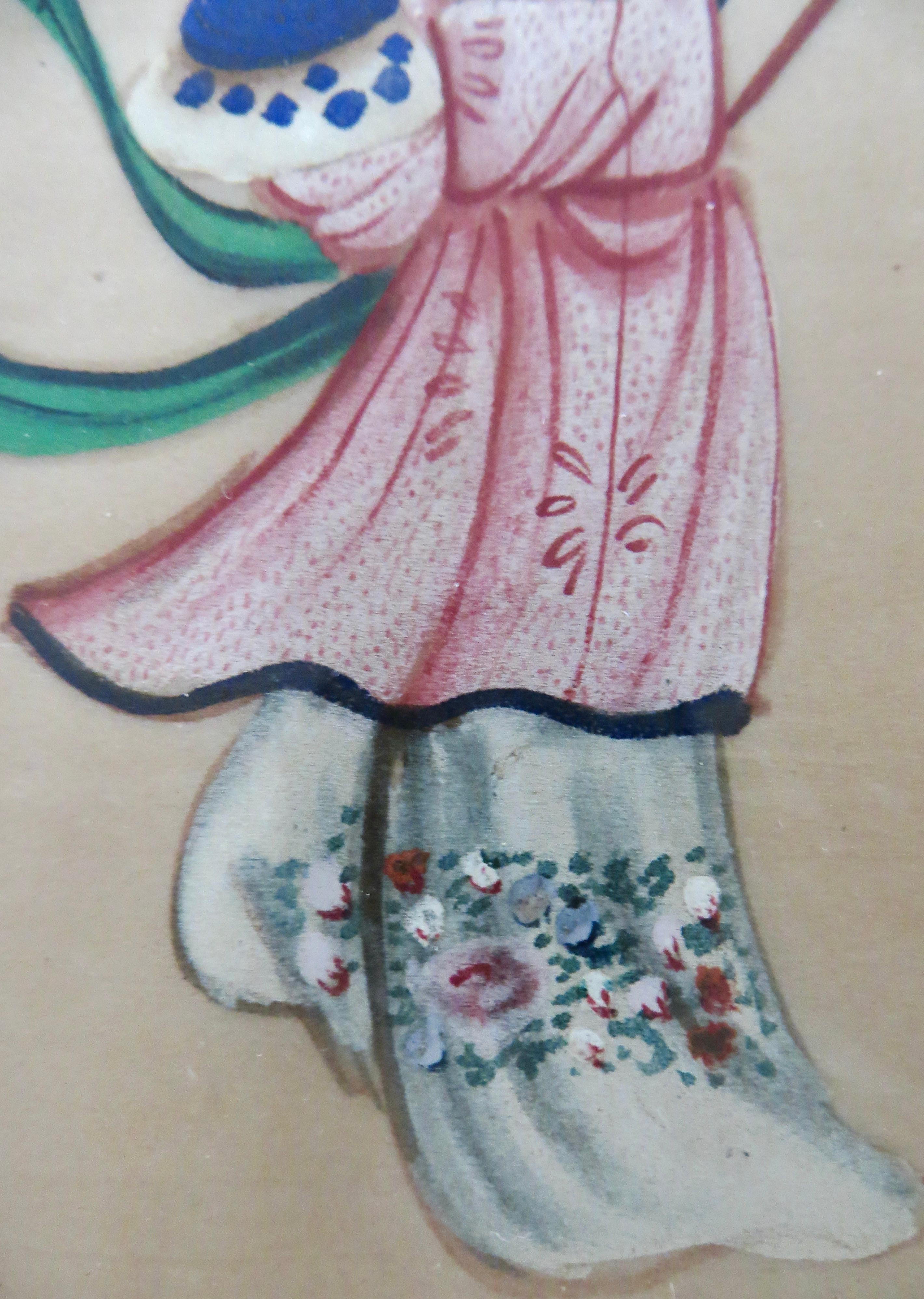 Couple royal du 19e siècle ; paire de peintures à la moelle chinoise de la dynastie Qing. Chine, vers 1855 Bon état - En vente à Incline Village, NV